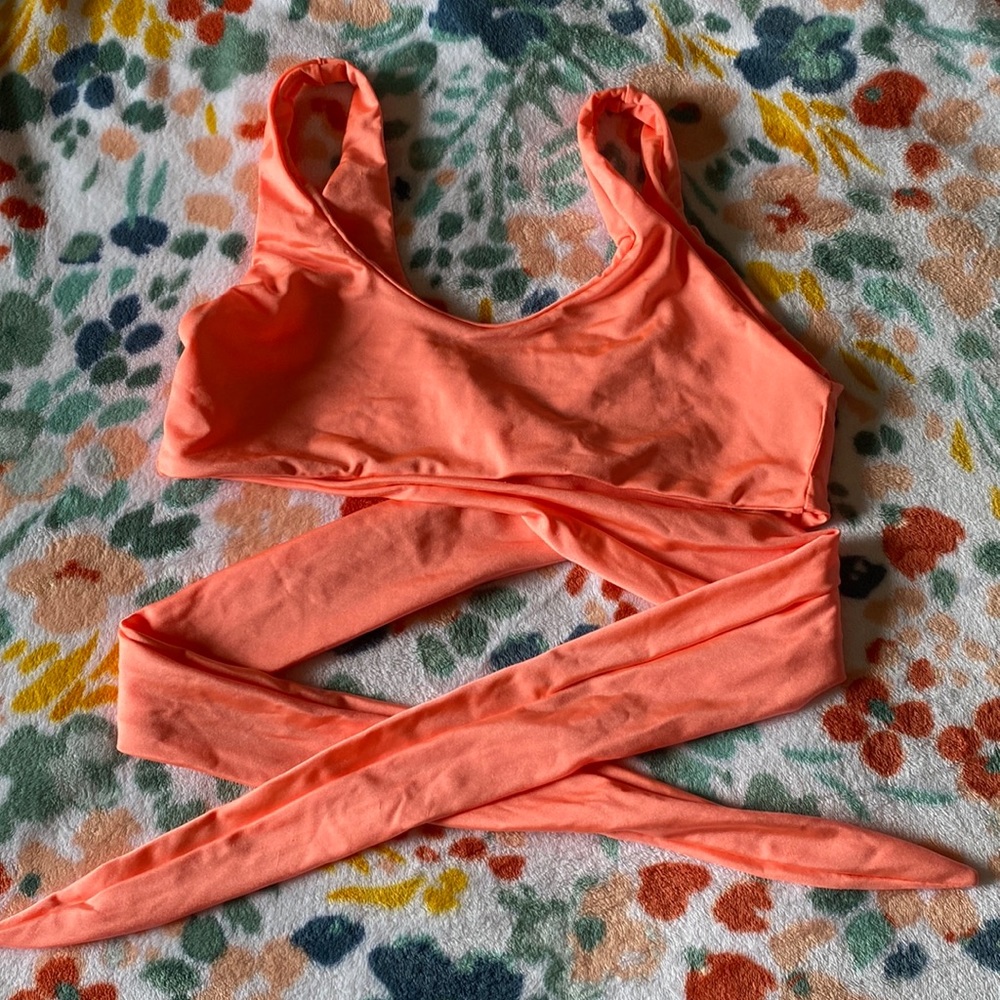 Women’s Wrap Bikini Top - Coral Orange